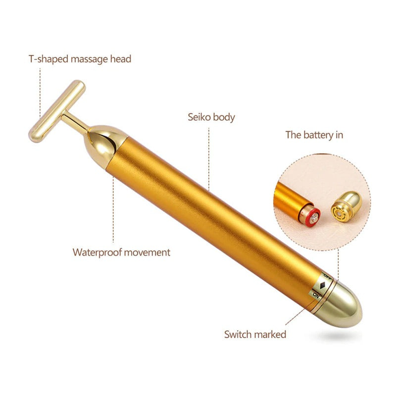 Energy 24K Gold T Beauty Bar Facial Roller Massager - Vista Echo